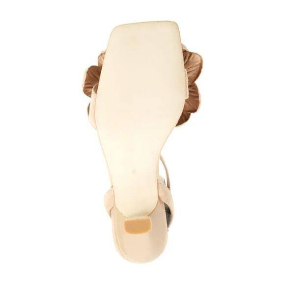 JEFFREY CAMPBELL Honolulu Nude Tan Floral Suede Ankle Strap Sandals kitten heel - Picture 7 of 8